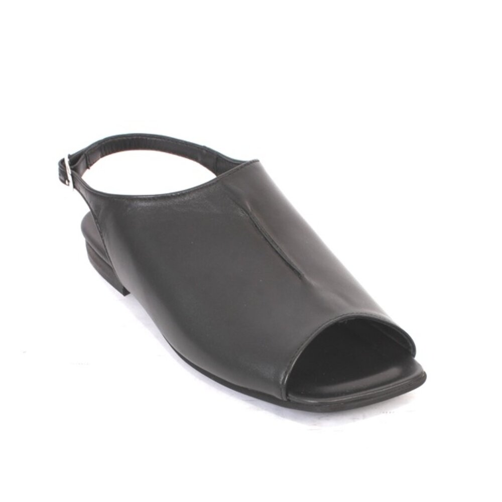 Kapogiro 2176 Black Leather Flat Sligback Sandals Shoe